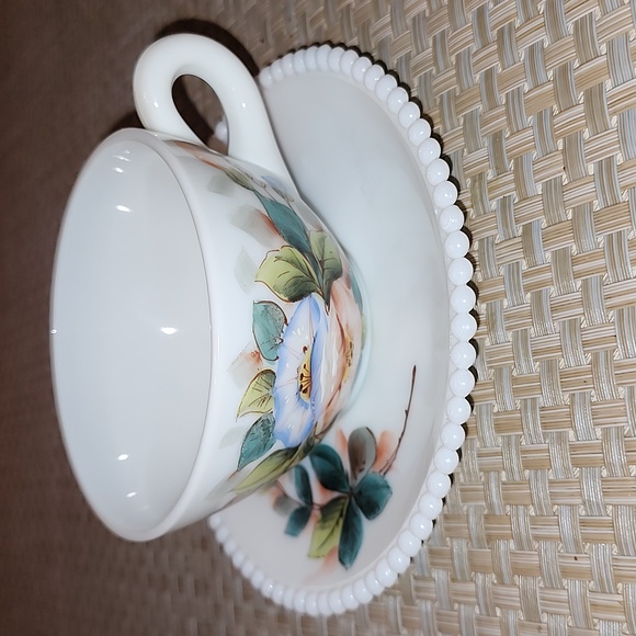 Vintage Milkglass Teacup and Saucer - Picture 2 of 4